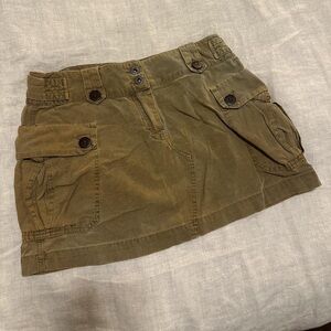 Olive Green Cargo Mini Skirt - Women's Utility Style